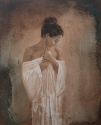 &quot;Después del baño&quot;, mixta s / t, 73 x 60 cm.